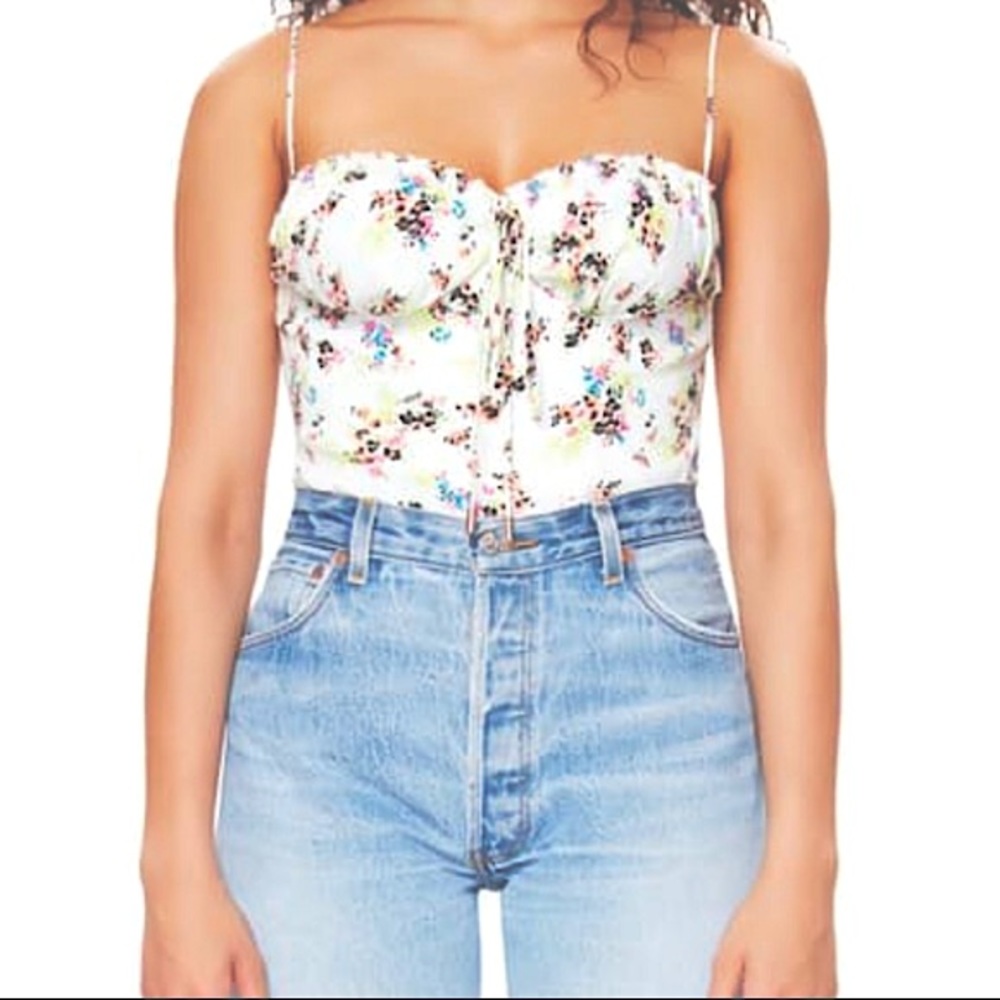 AFRM Windsor Sleeveless Bodysuit Neon Ditsy NWT M